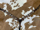 Dark Brown Argentina Cow Leather Breast Collar with Southwest Aztec Beaded Inlays Horse