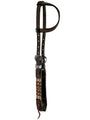 Two Tone Argentina Cow Leather One Ear Headstall with Southwest Red Beaded Inlays