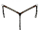 Dark Brown Argentina Cow Leather Breast Collar with Southwest Beaded Inlays Horse