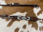 Two Tone Argentina Cow Leather One Ear Headstall with Southwest Beaded Inlays Horse