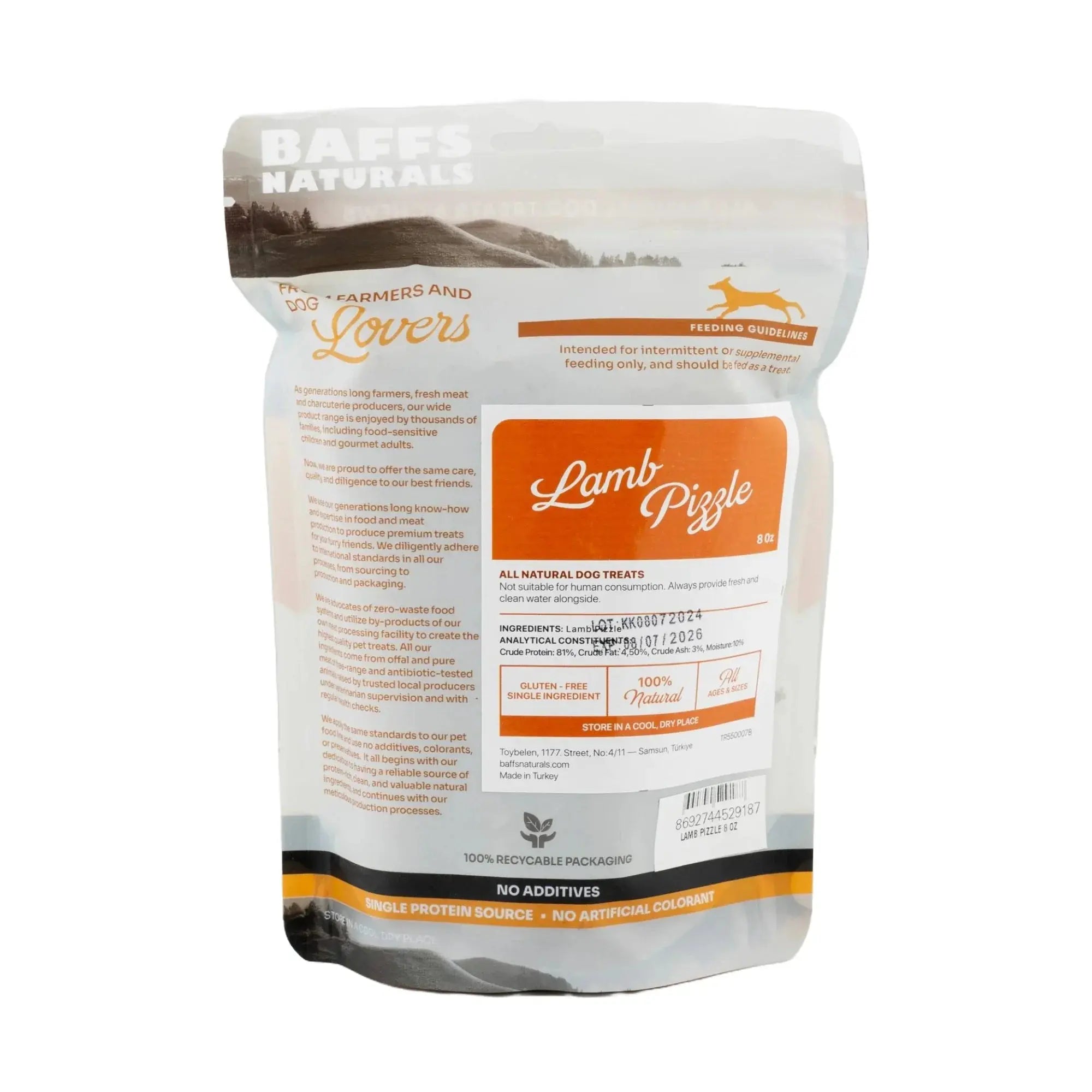 All-Natural Premium Braided Lamb Pizzle Dog Chews (8oz Bag) Dog