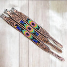 Aztec tooled leather dog collar