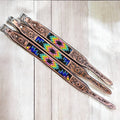 Southwest tooled leather dog collar 