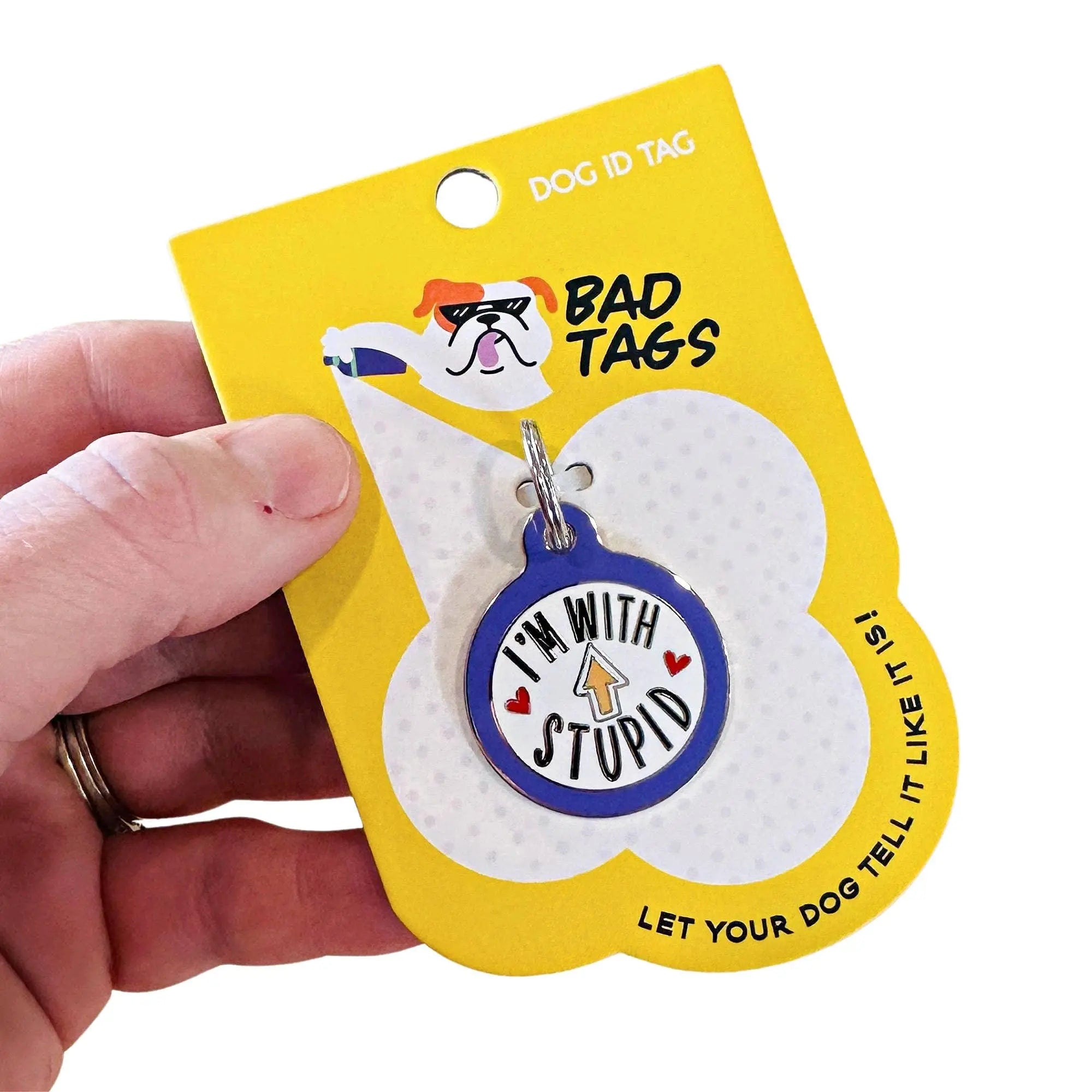I'm with Stupid - Funny Dog ID Tag Dog Collar Charm Dog