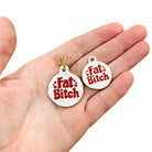 Gold Dog ID Tag with Personalized QR Code - Fat Bitch