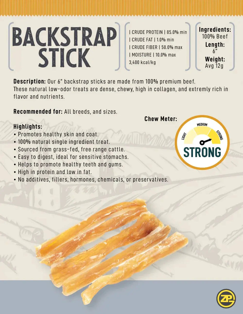 6” Backstrap Sticks Dog