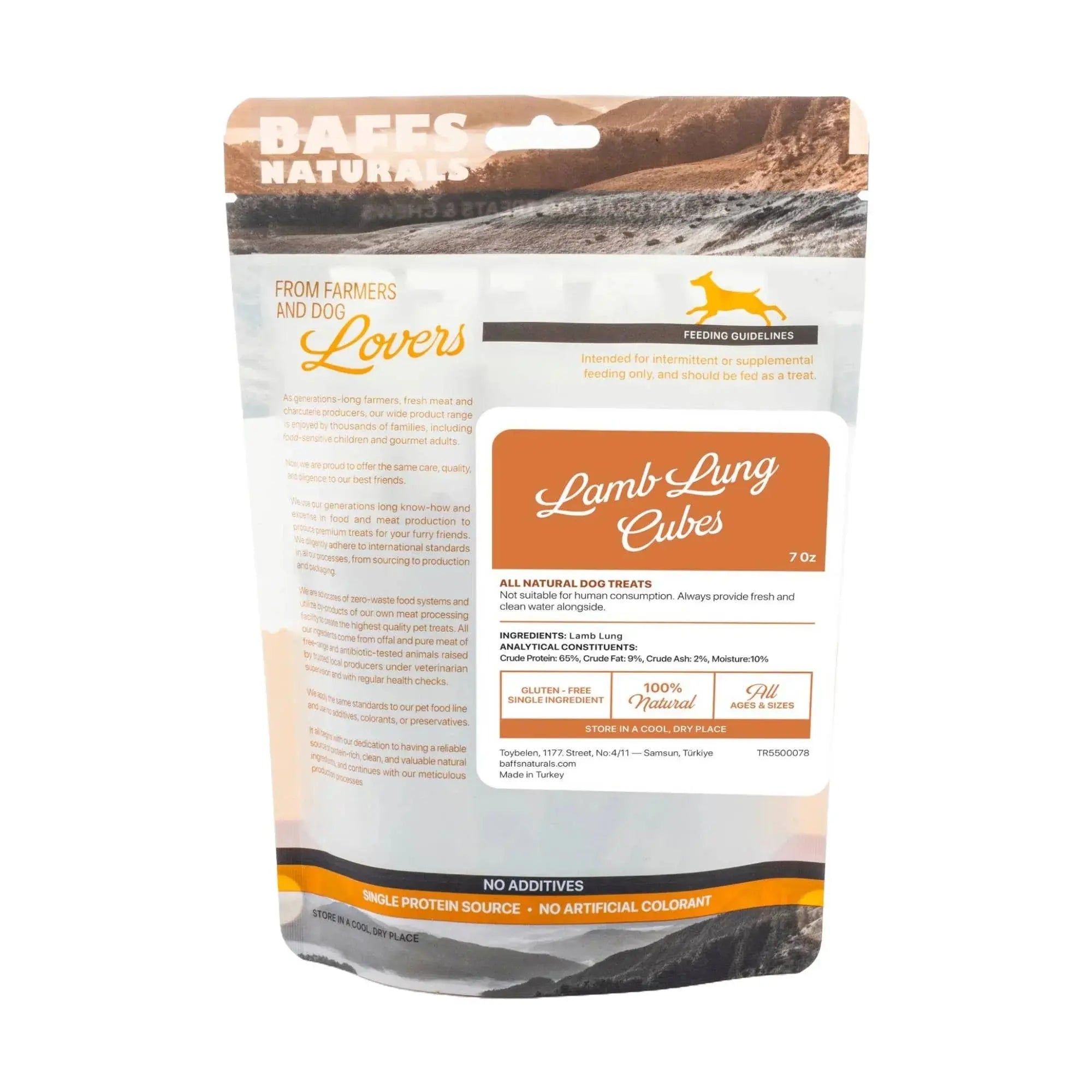 All-Natural Premium Lamb Lung Cubes Dog Chews (7oz Bag) Dog
