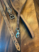 BISBEE Tooled Leather Basket stamp western dog collar Dog