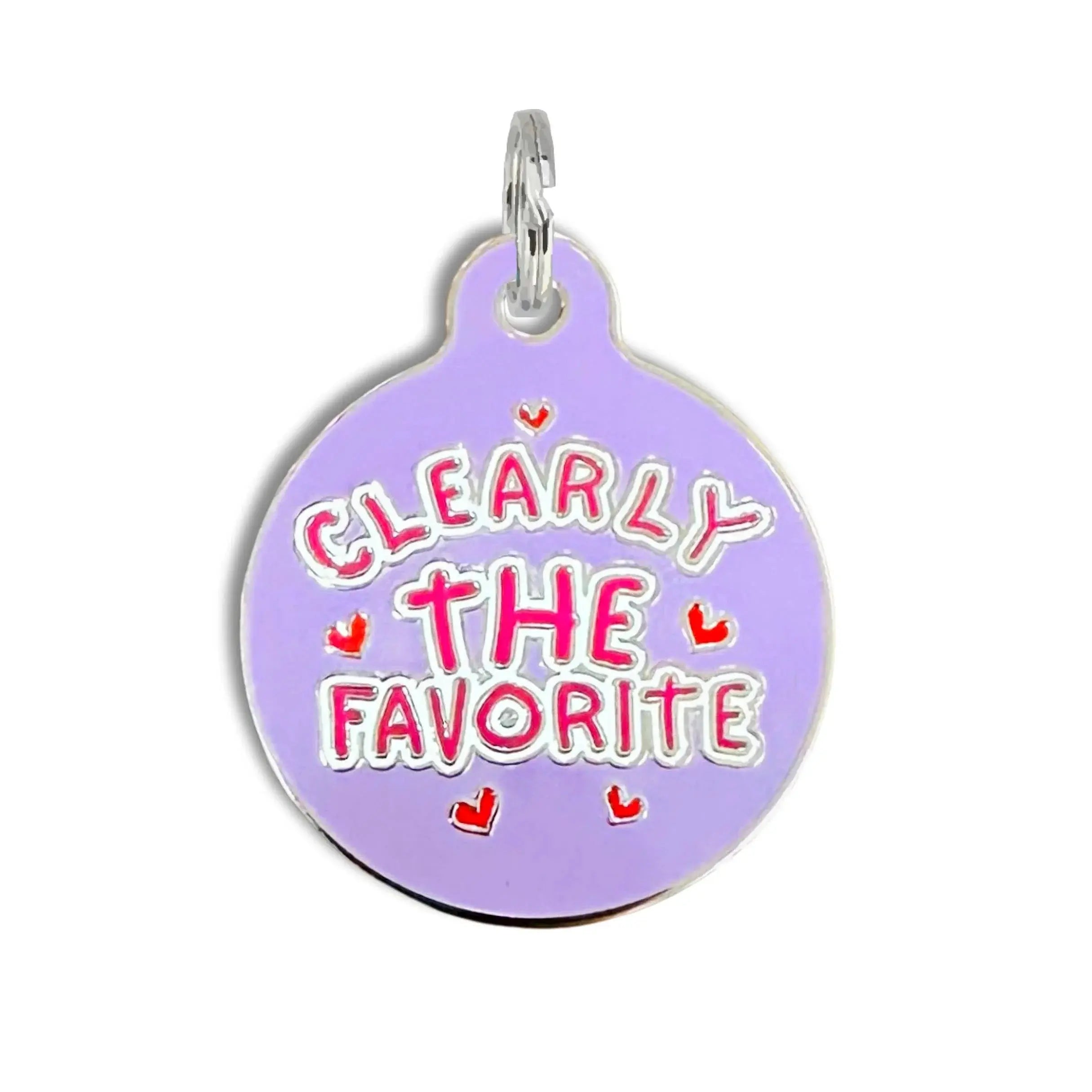 Dog Tag w/ Personalized QR Code - Clearly the Favorite Purple Engraved QR Code Large 1.25"