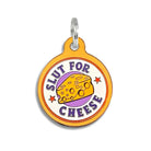Funny Dog ID Tag with Personalized QR Code - Slut for Cheese Large 1.25" Engraved QR Code Dog