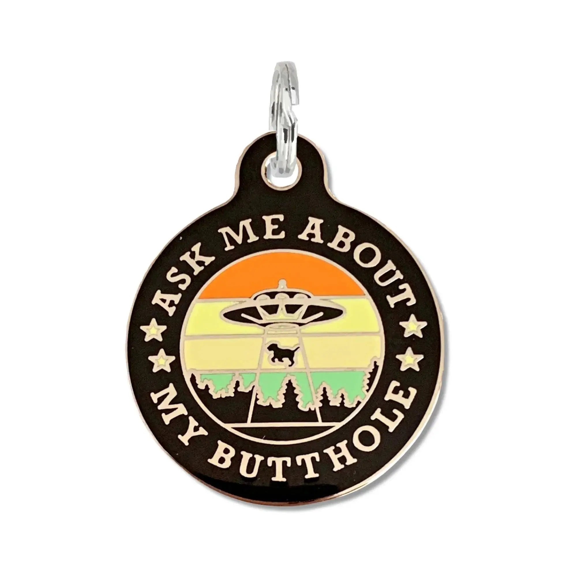 Ask Me About my Butthole - UFO Dog ID Tag or Collar Charm Dog