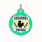Dog ID Tag with Personalized QR Code - Squirrel Patrol Large 1.25" Green Engraved QR Code