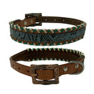 Teal Python Leather Dog Collar Dog