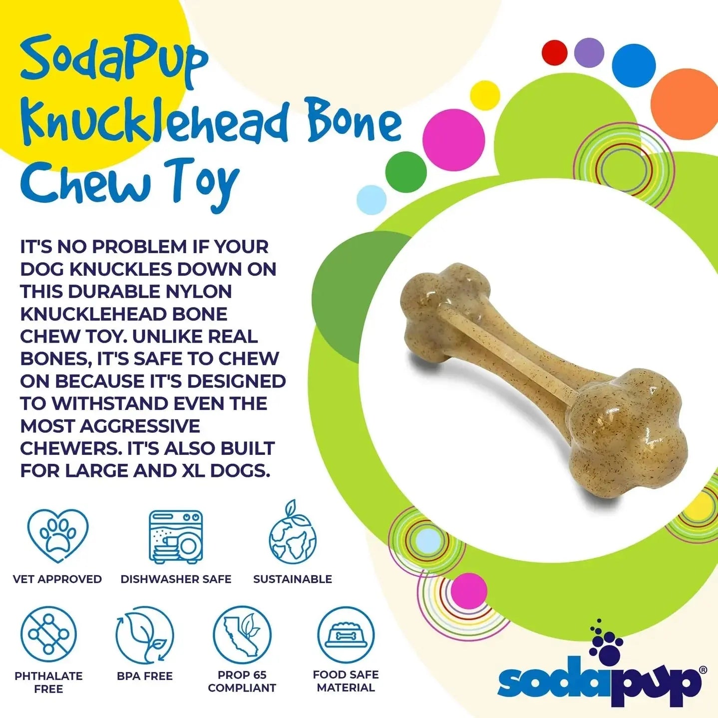 SodaPup Knucklebone Ultra Durable Nylon Dog Chew Bone dog chew