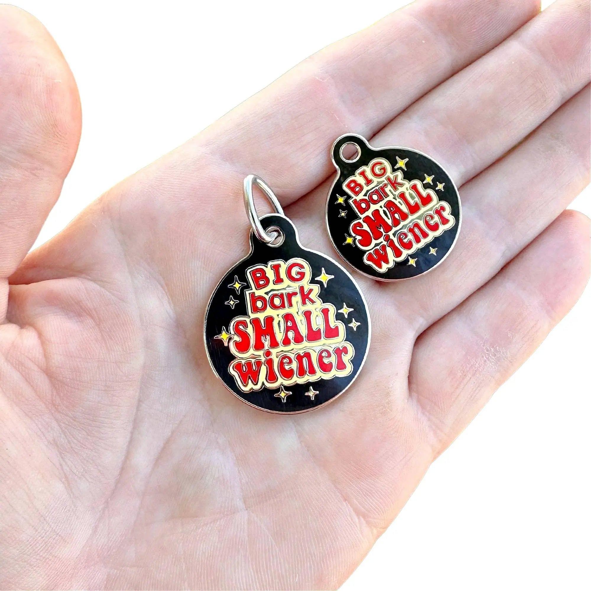 Dog ID Tag with Personalized QR Code - Big Bark Small Wiener