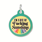 I'm a Ray of Fucking Sunshine - Dog ID Tag or Collar Charm Teal Large Engraved QR Code Dog