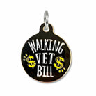 Funny Personalized QR Code Dog ID Tag - Walking Vet Bill Engraved QR Code Large 1.25" Black Dog