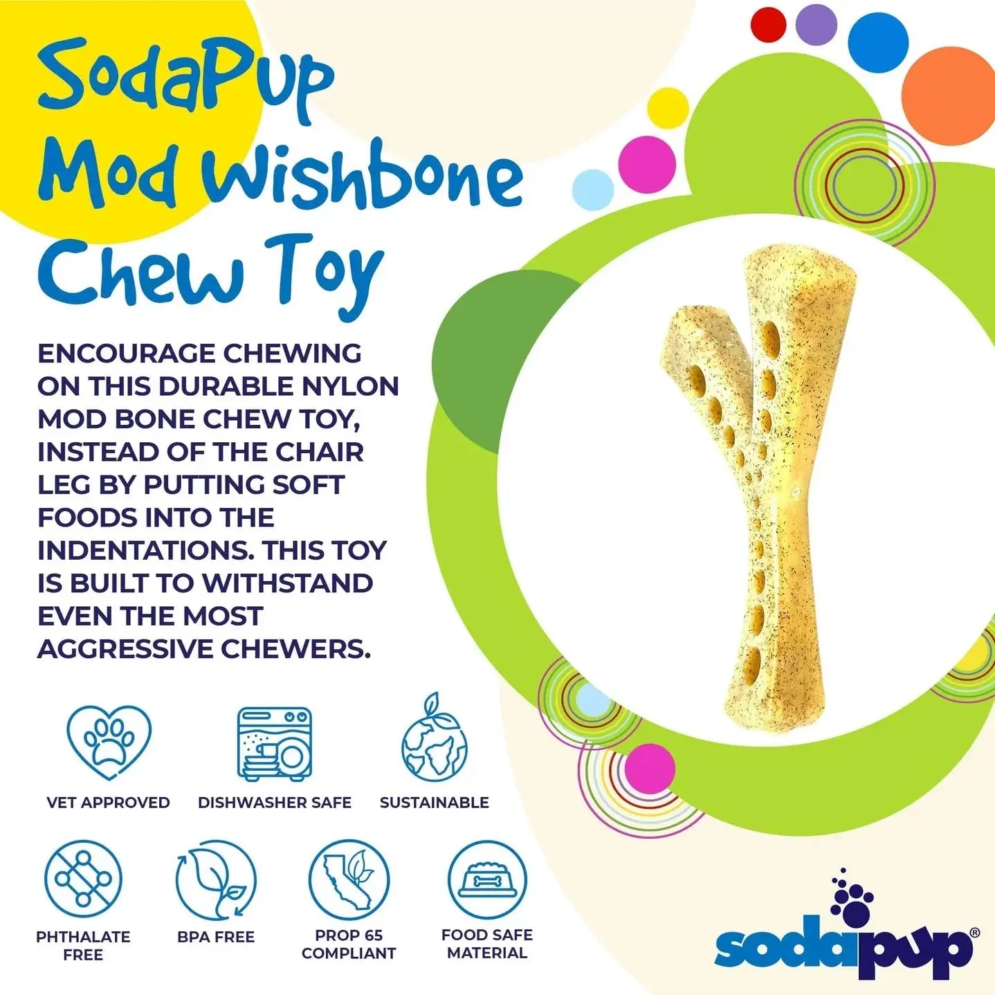 Sodapup MOD Wishbone Ultra Durable Nylon Dog Chew Toy for Aggressive Chewers dog chew
