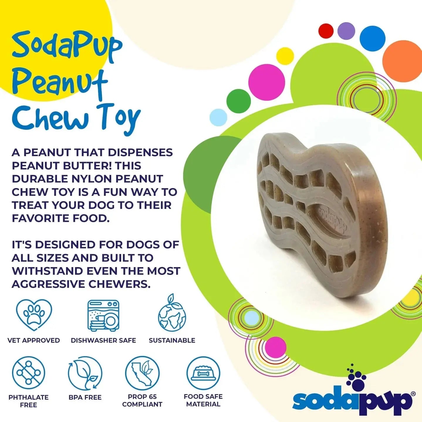 Sodapup Peanut Ultra Durable Nylon Dog Chew Toy for Aggressive Chewers dog chew