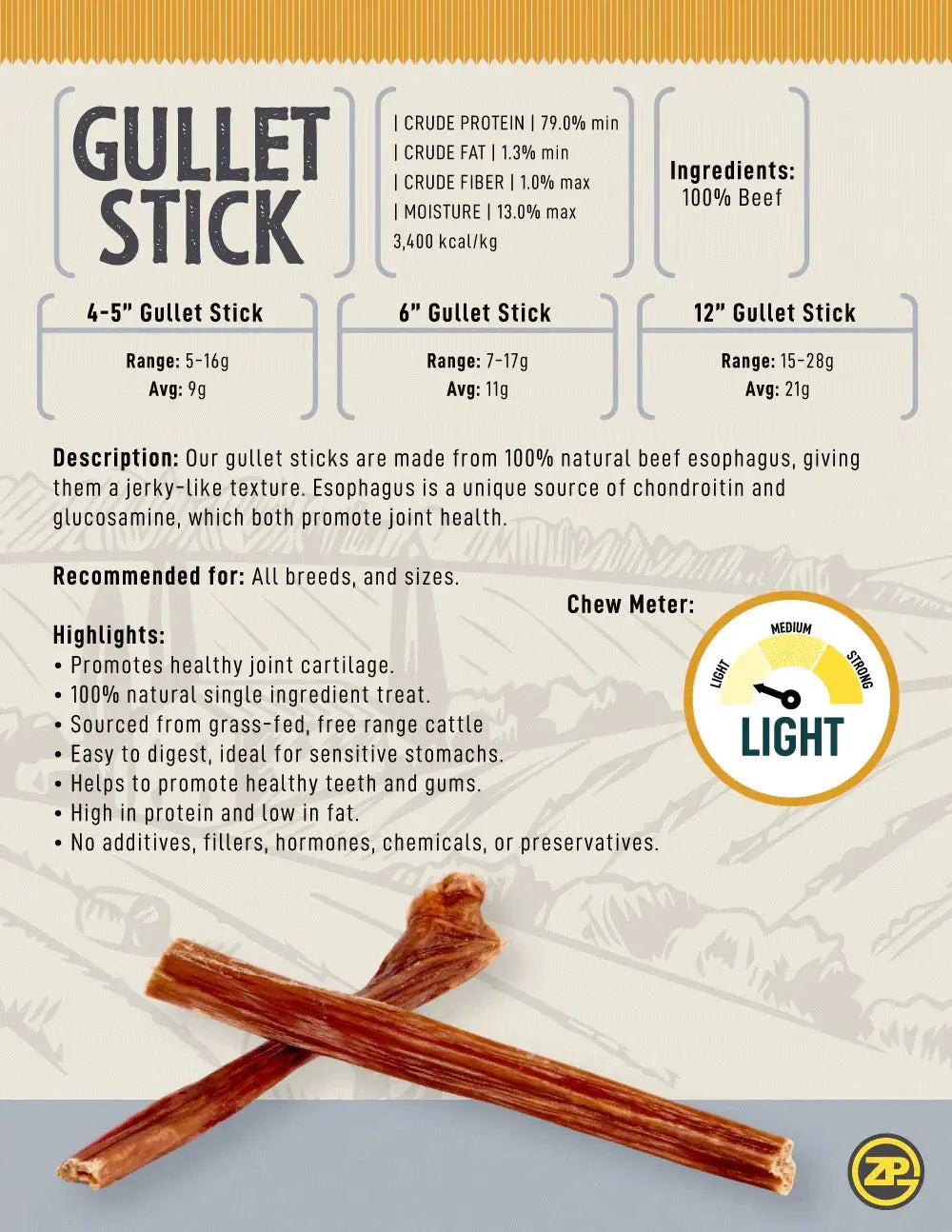 Beef Gullet stick 12″