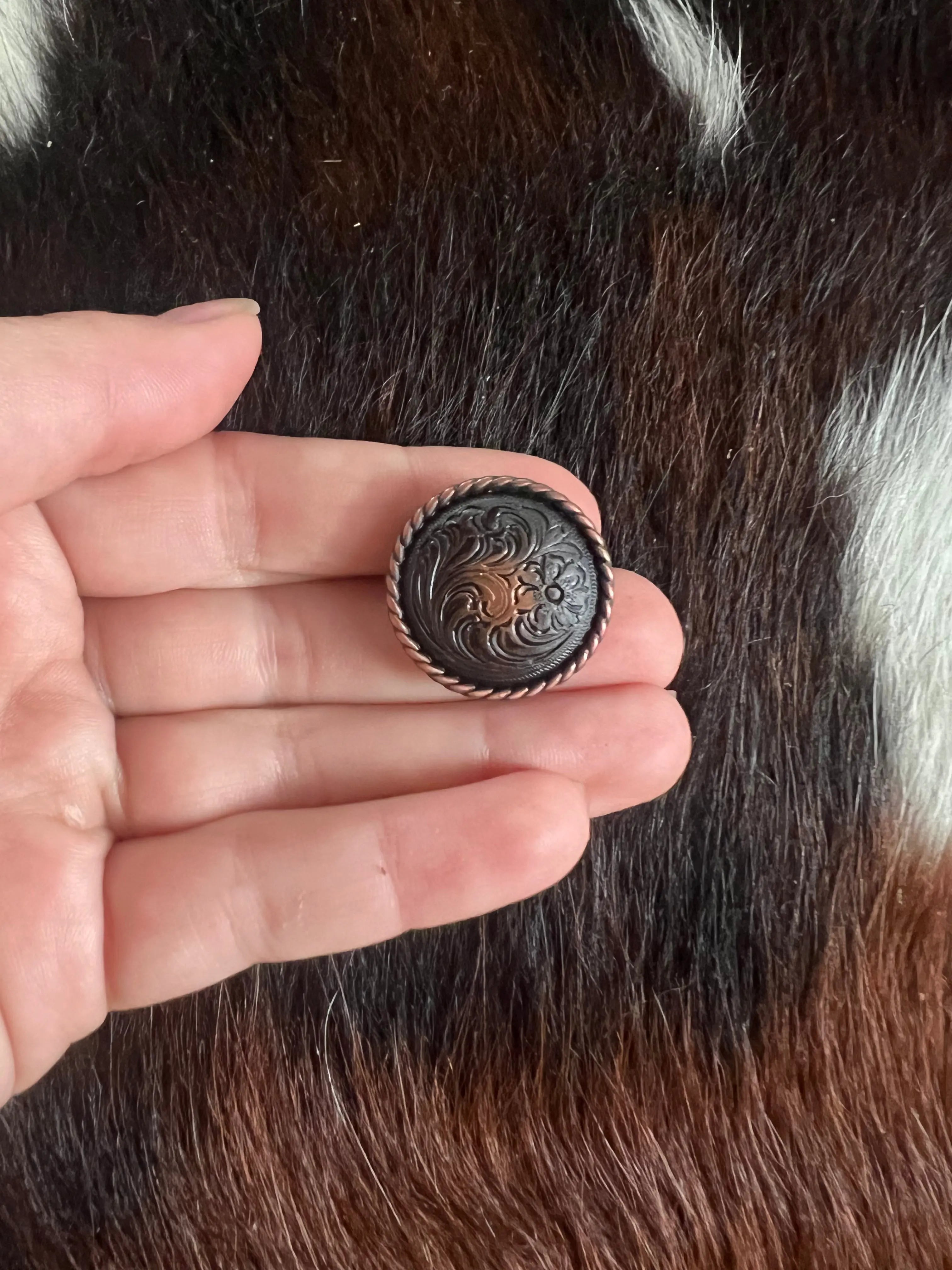 Copper Round Concho with Screw