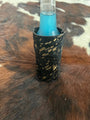 Black and Gold Acid Wash Hair on Cowhide Slim Can Holder