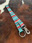 1" Teal Serape Print nylon adjustable bucket hanger Horse