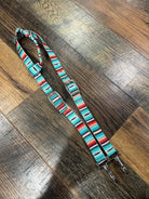 Teal Serape Nylon One Ear Headstall with Snaps