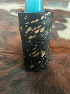 Black and Gold Acid Wash Hair on Cowhide Slim Can Holder