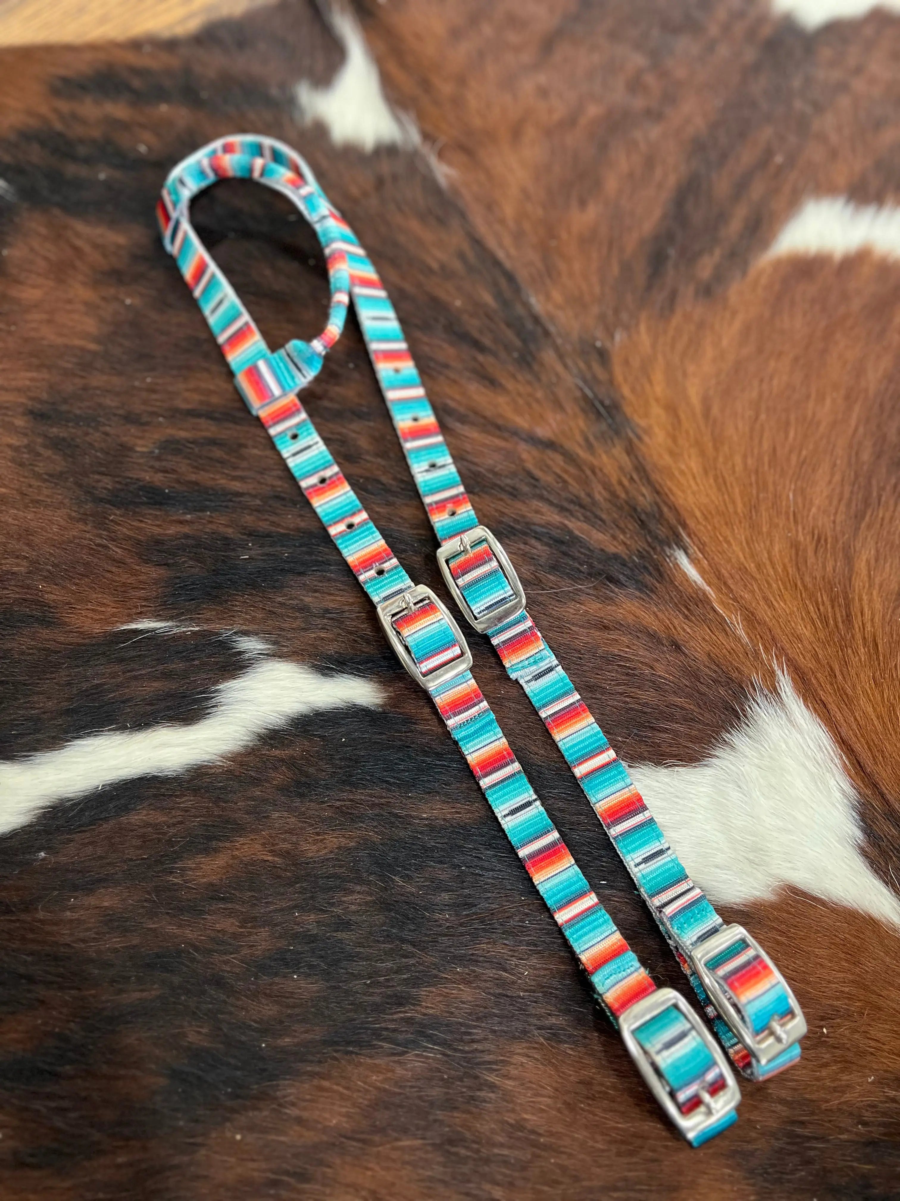Teal Serape Nylon One Ear Headstall Horse