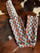 Orange & Teal Aztec Lycra printed slip on tail bag