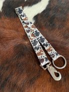 1" Cow Print nylon adjustable bucket hanger with snap and ring Horse