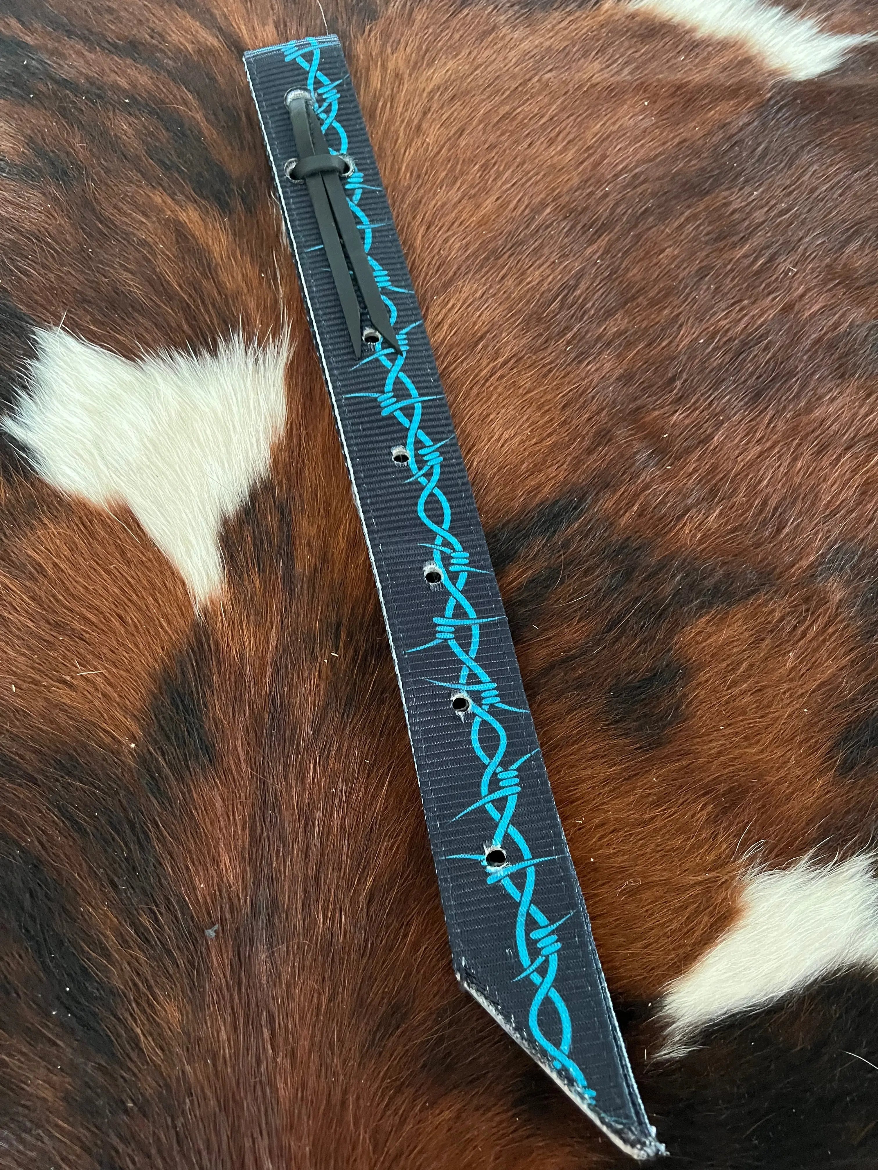 Premium Quality Black Nylon w/ Teal Barbwire Billet Horse