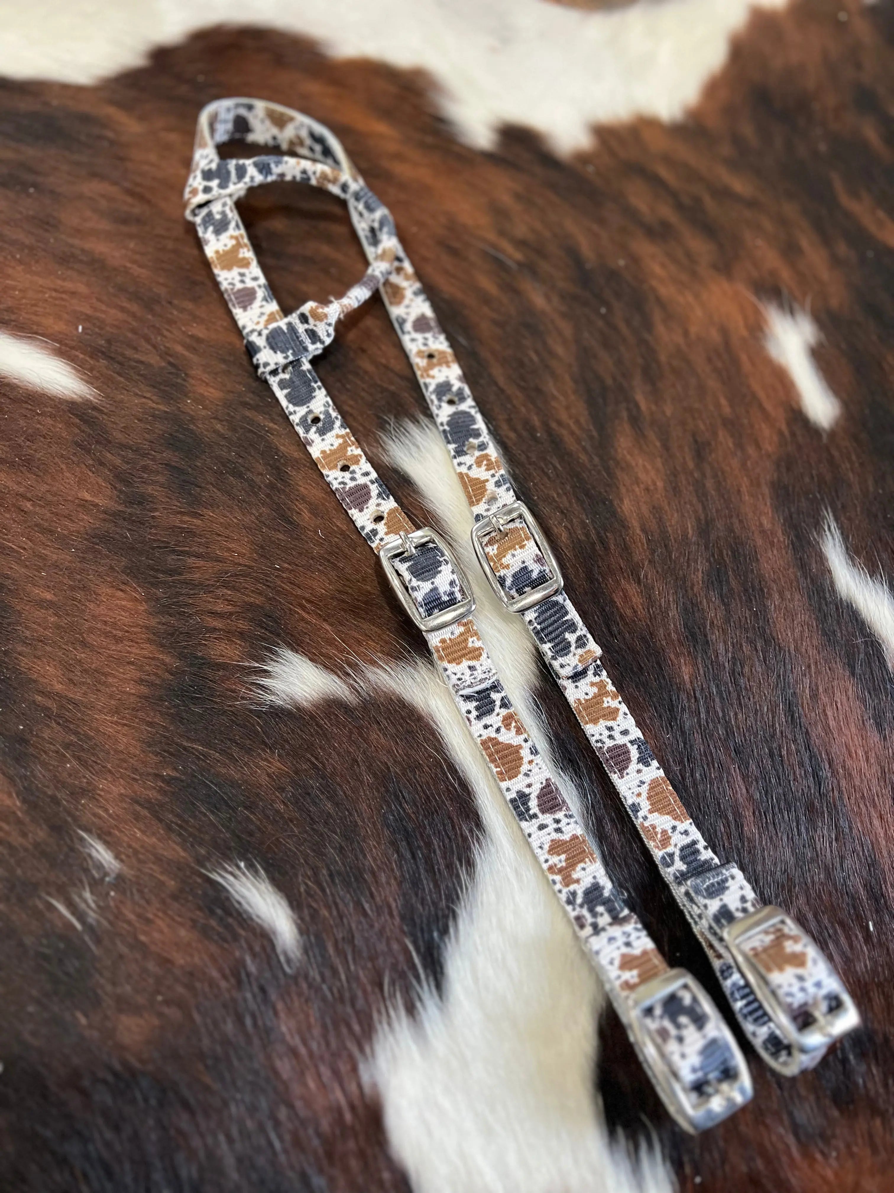 Cow Print Nylon One Ear Headstall Horse