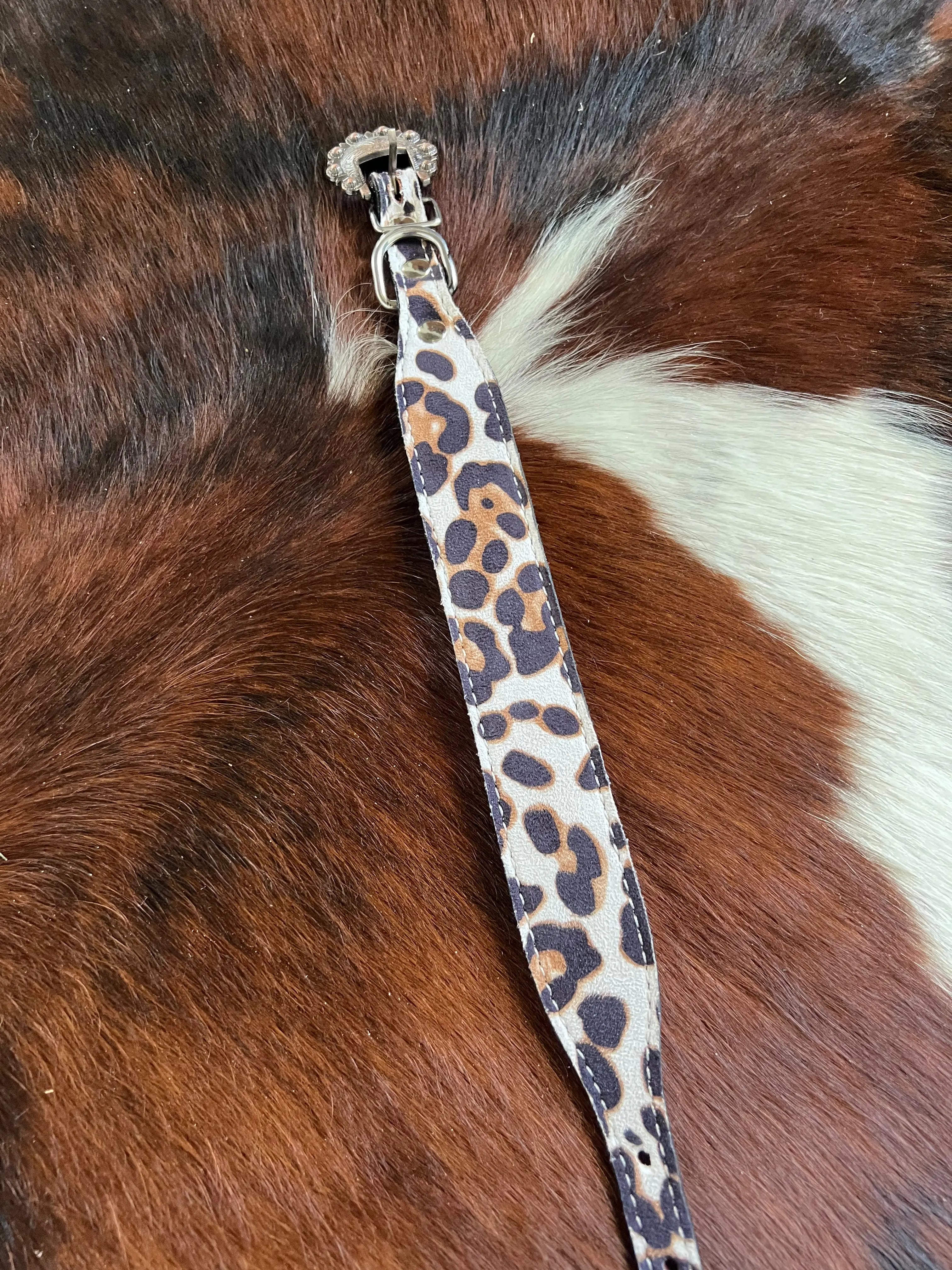 Leather Dog Collar Leopard Print Dog