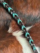 Teal and Dark oil braided leather dog collar Dog