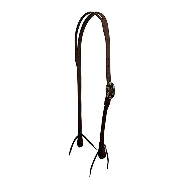 Oiled Harness Split Ear Headstall With Antique Silver Bar Buckle Horse