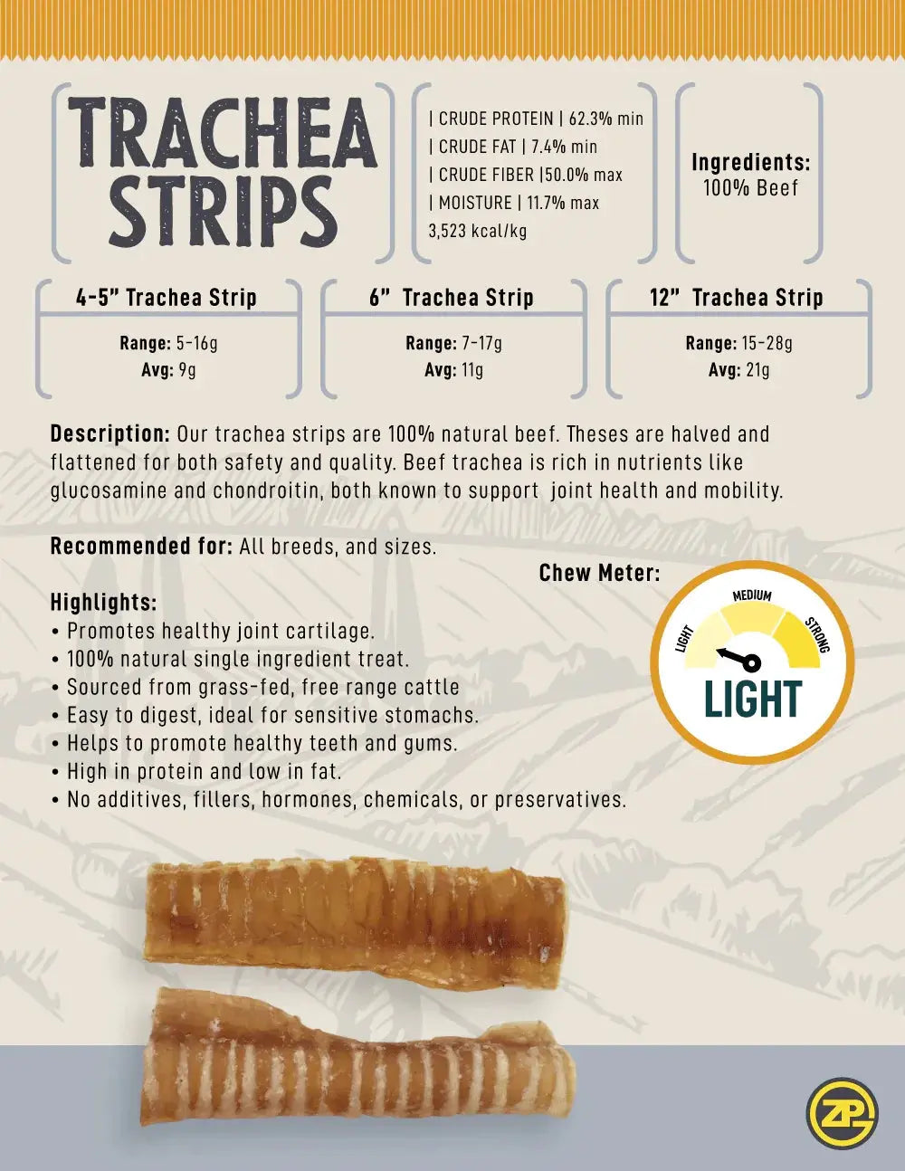 6" Trachea Flats Dog