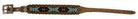 Genuine leather dog collar with teal, white, and black southwest beaded inlay design, a leather wrapped edge Dog