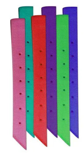 Six colorful woven nylon belt loops in pink teal red purple green blue for 18x1.75 inch premium off billet