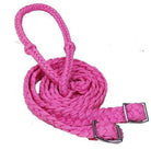 Braided Nylon Barrel Reins with Easy Grip Knots Pink Horse