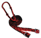 Braided Nylon Barrel Reins with Easy Grip Knots Black Red Horse