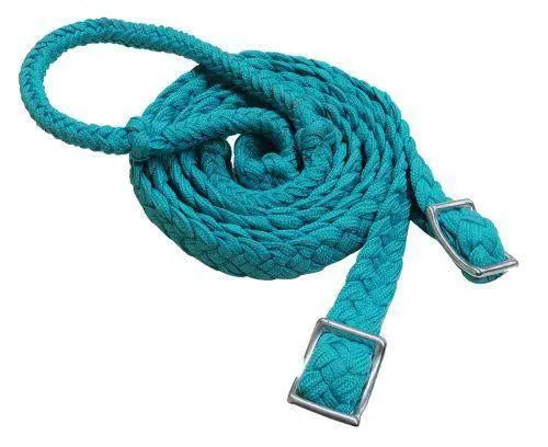 Braided Nylon Barrel Reins with Easy Grip Knots Teal Horse