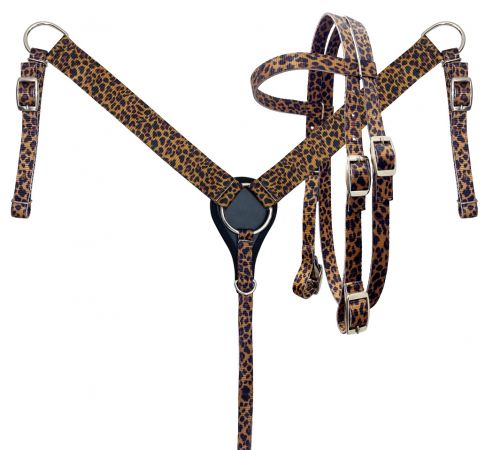 Western Brown Leather Tack Set of Headstall and Breast Collar -  Norway