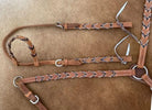 Brown leather Argentina horse halter with cheetah print lacing