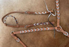 Argentina cow harness Leather one ear headstall and breast collar set with hair on cowhide lacing Horse
