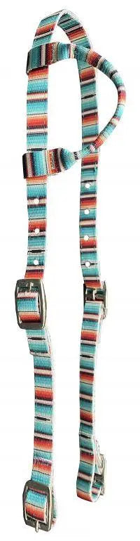 Teal Serape Nylon One Ear Headstall Horse