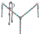 Nylon Teal Serape Southwest Print One Ear Headstall and Breastcollar Set Horse Size Horse Tack