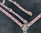 Pink Aztec Print Nylon One Ear Headstall and Breastcollar Set Horse Tack