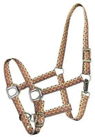 Premium Nylon Horse Sized Halter with Orange Southwestern Print Horse